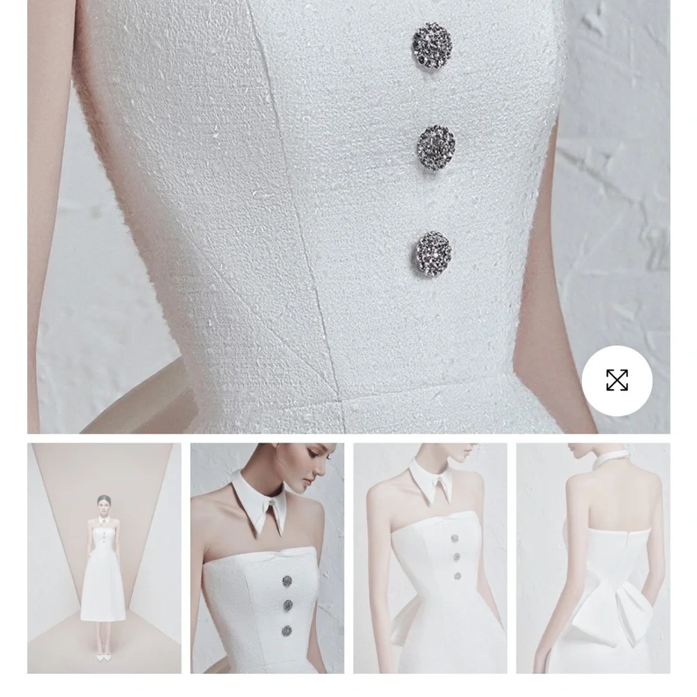 Raffiné Designer White Strapless Tweed Midi Dress - Picture 1 of 7